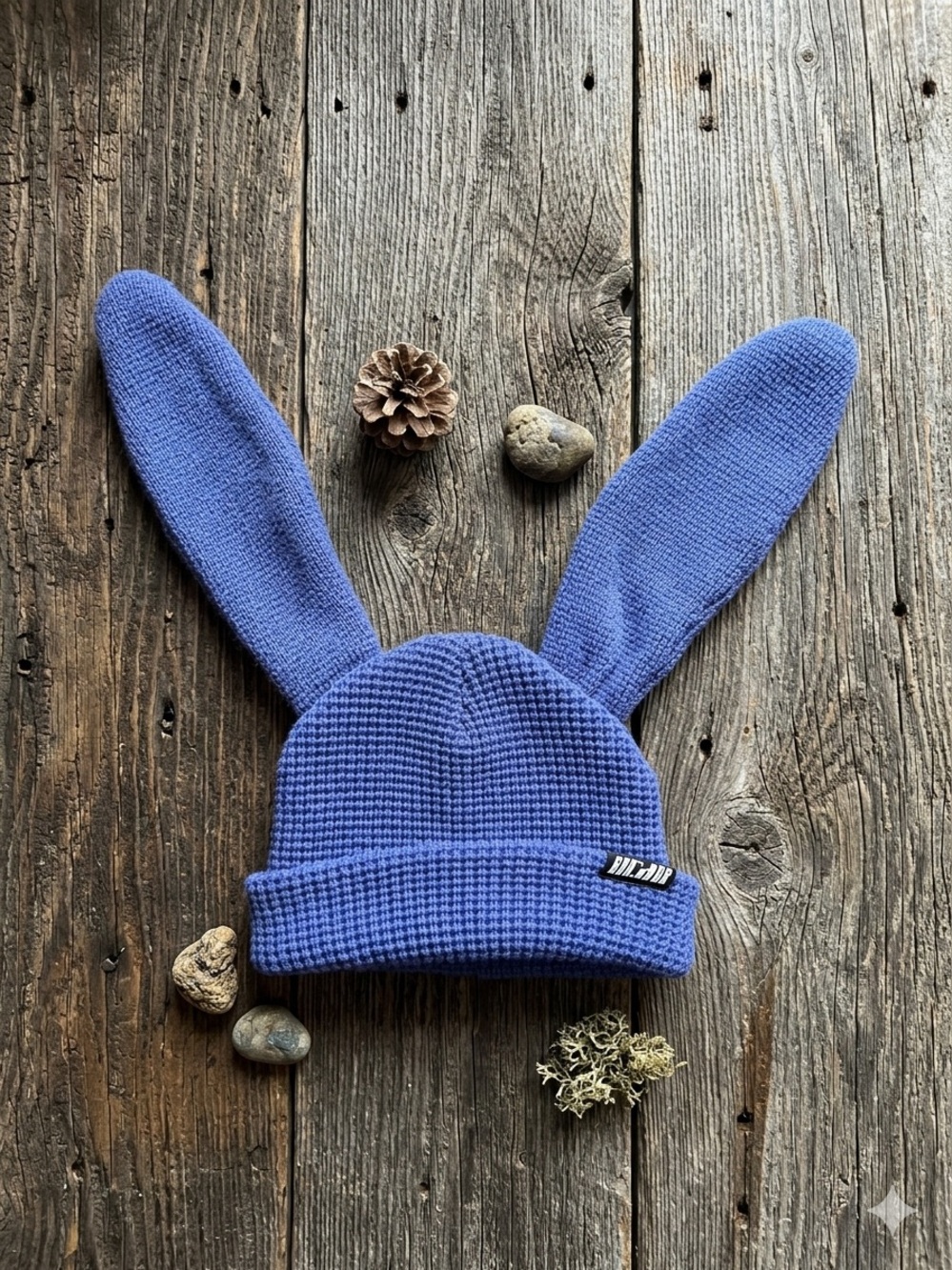 Bunny Ear Beanie Hat in Blue - by
